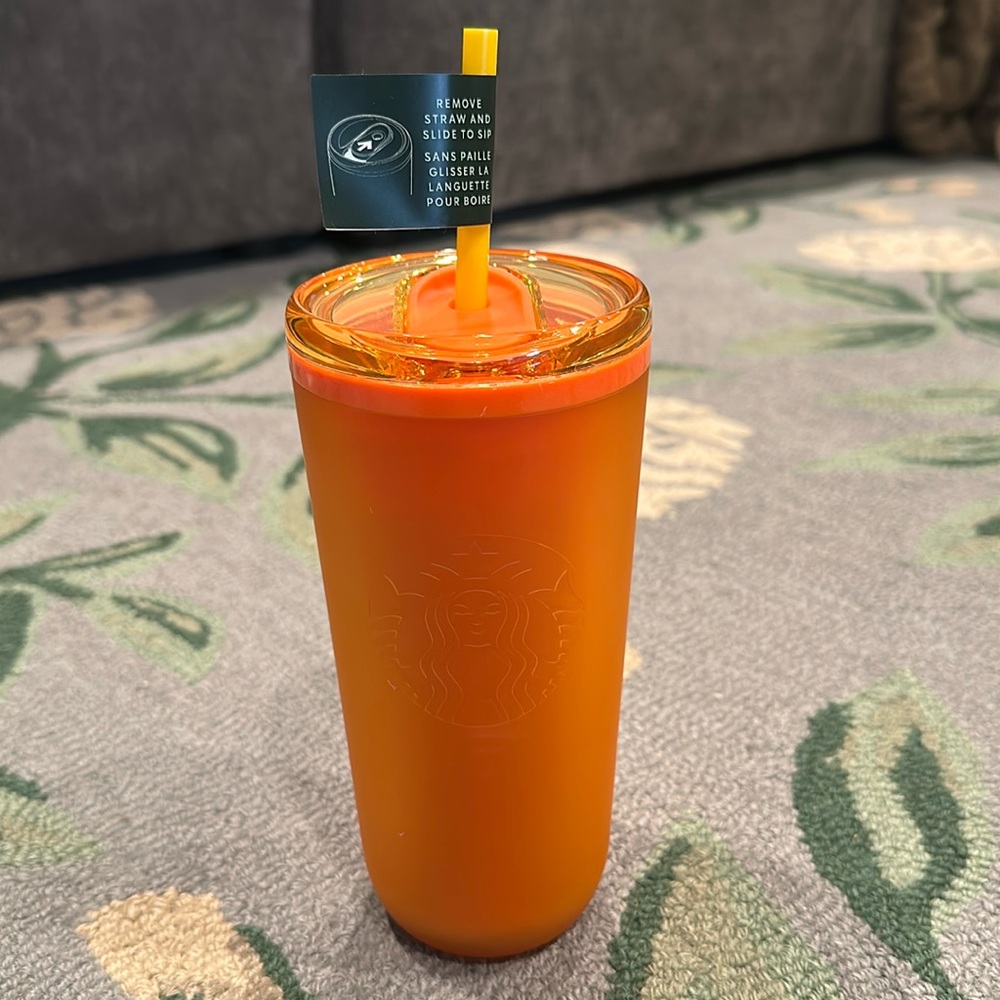 Starbucks Summer 2025 Matte Neon Orange Soft Touch 16 Oz. Hot/Cold Tumbler
